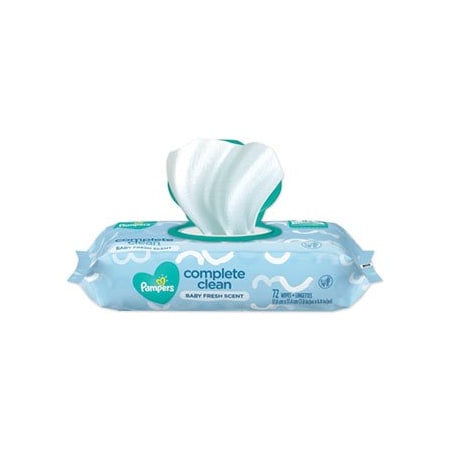 Proctgambl PAMPERS, COMPLETE CLEAN BABY WIPES, 1-PLY, BABY FRESH, 72 WIPES/PACK, 8PK 75536
